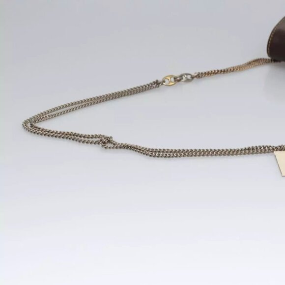 BALLY Chain Shoulder Bag Leather Brown Gold Auth bs22953 - Picture 8 of 16